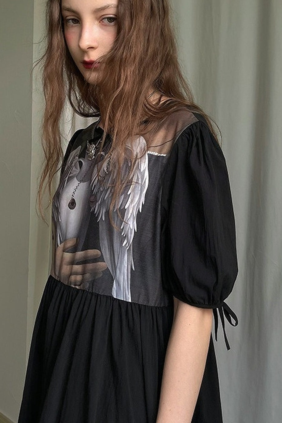 Tempera Oil Painting Print Short-Sleeved Dress