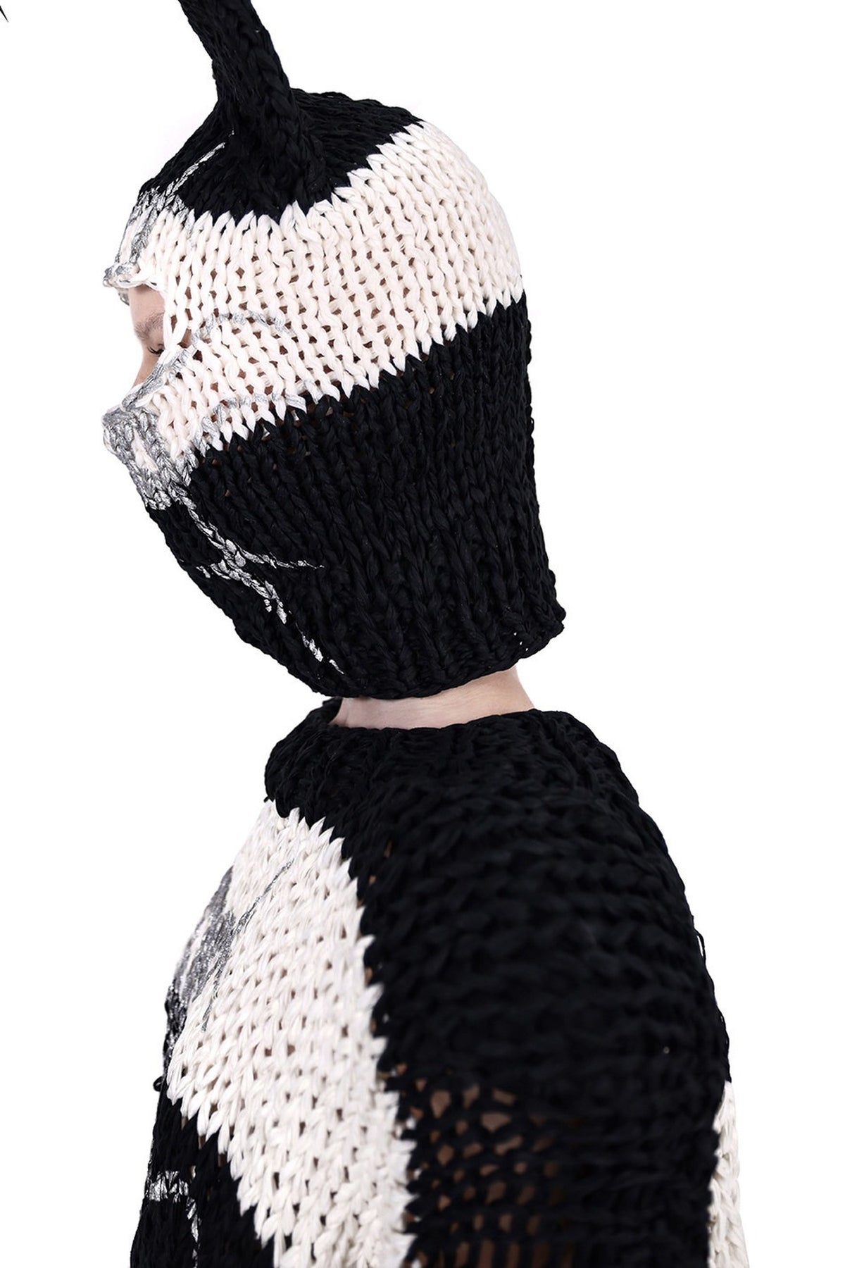 Black And White Striped Oversized Sweater