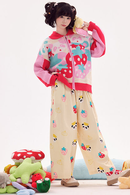 Jeans im japanischen Stil mit Panda-Motiv