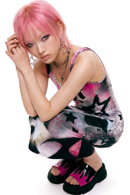 Punk Graffiti Slim-Fit Dress