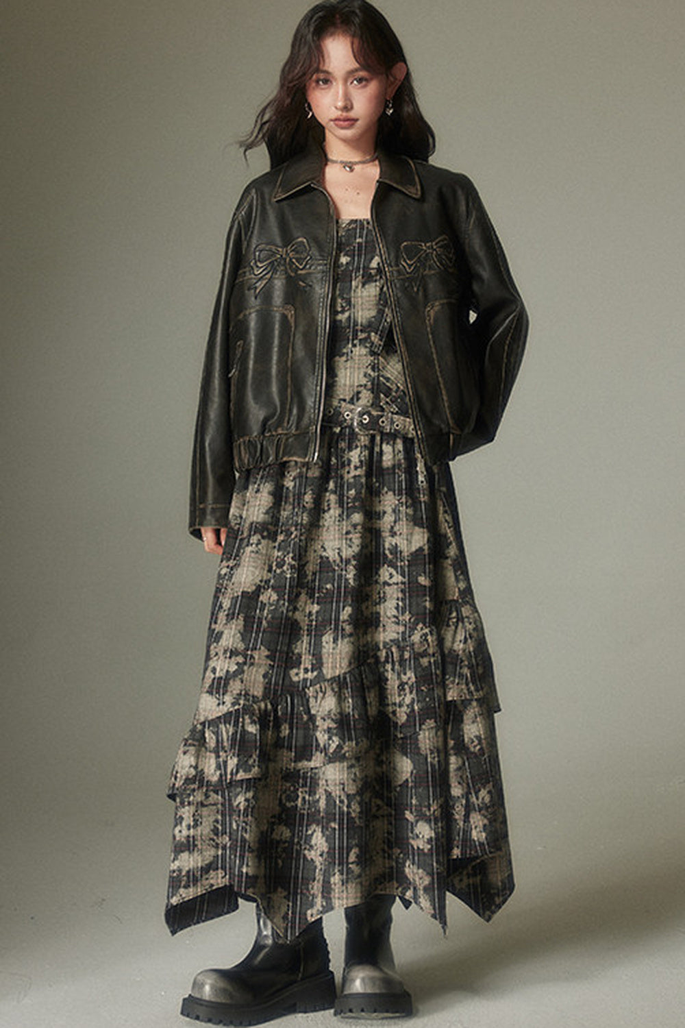 Retro Adjustable Plaid Dress