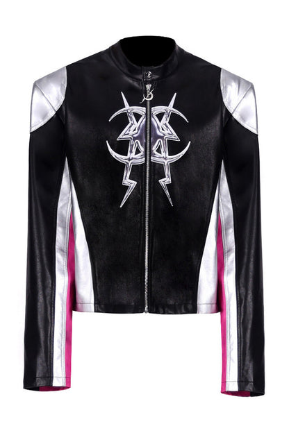 Cyberpunk Leather Shoulder Pad Motorcycle Jacket