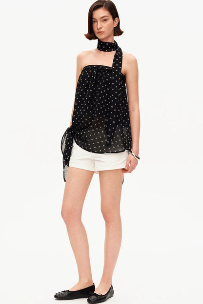 Woven Polka Dot Halter Top