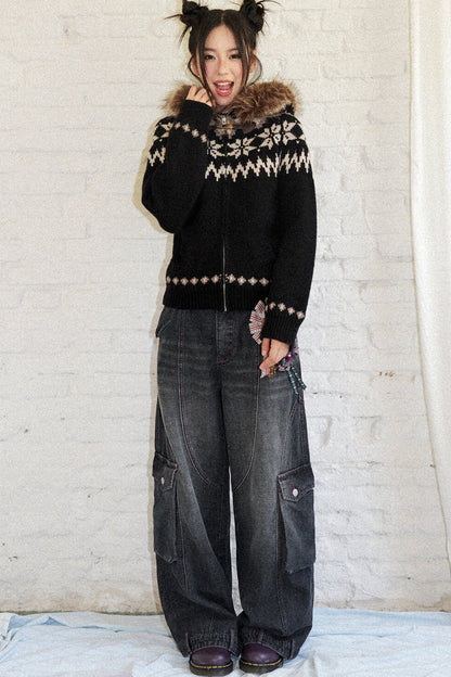 Vintage Wide-Leg Cargo Jeans