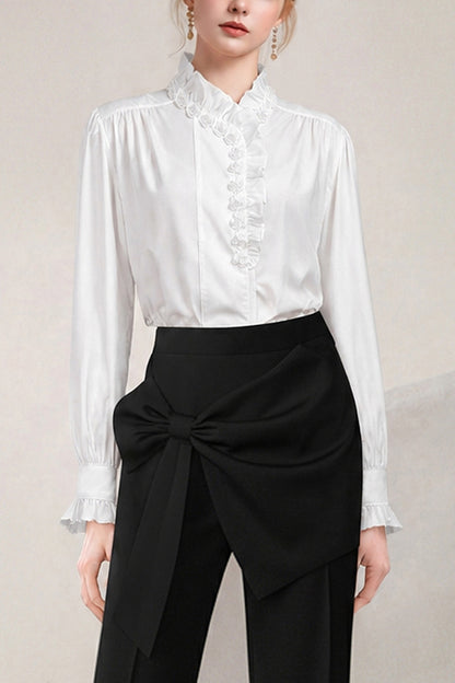 Ruffled Stand Collar Blouse