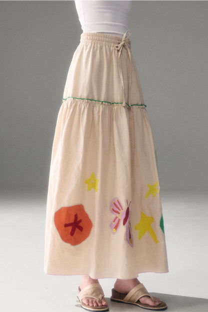 Tencel Butterfly Embroidered Skirt