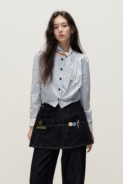 Detachable Apron Set Striped Cuffed Jeans