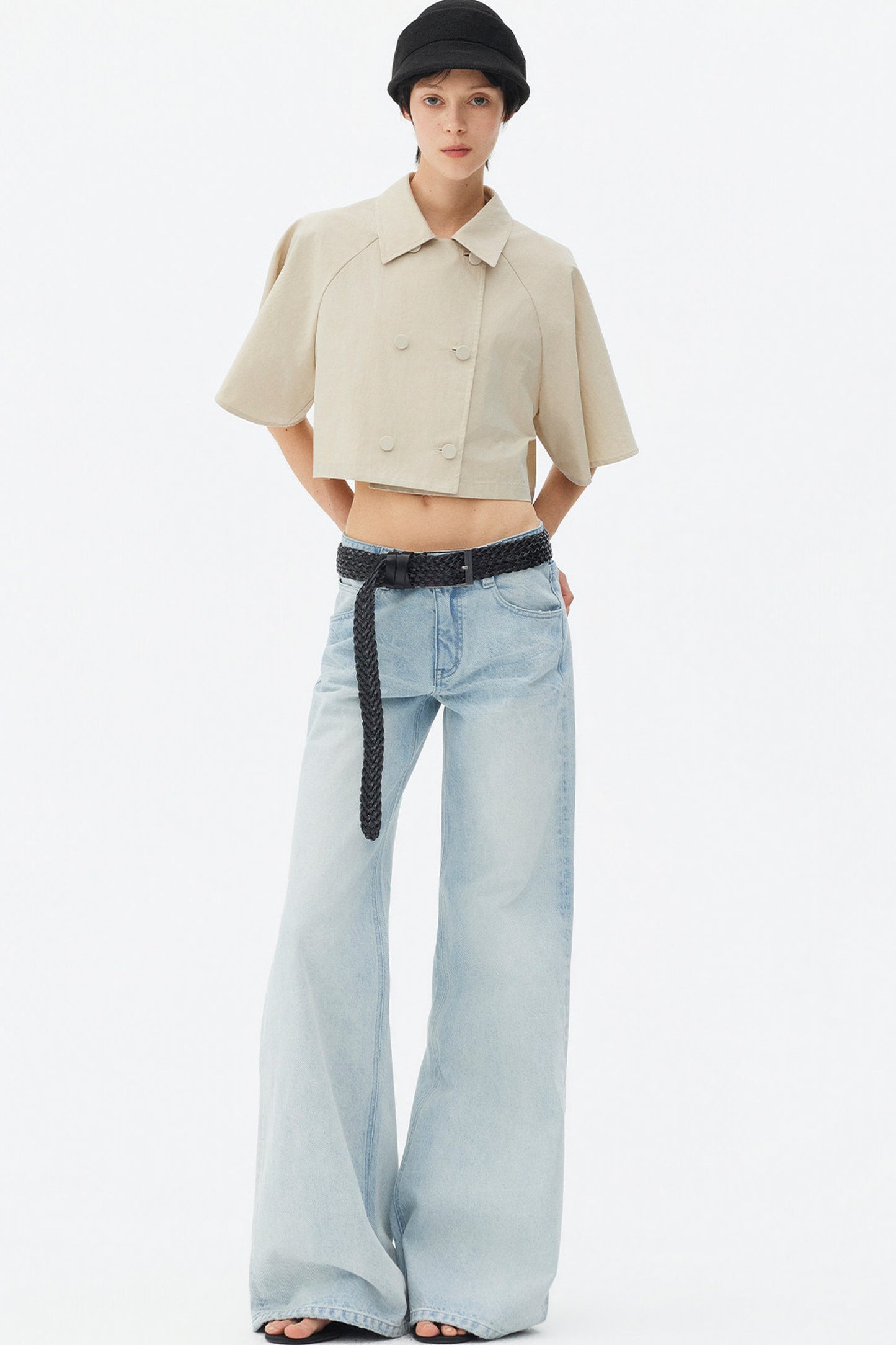 Light Blue Wide-Leg Denim Pants