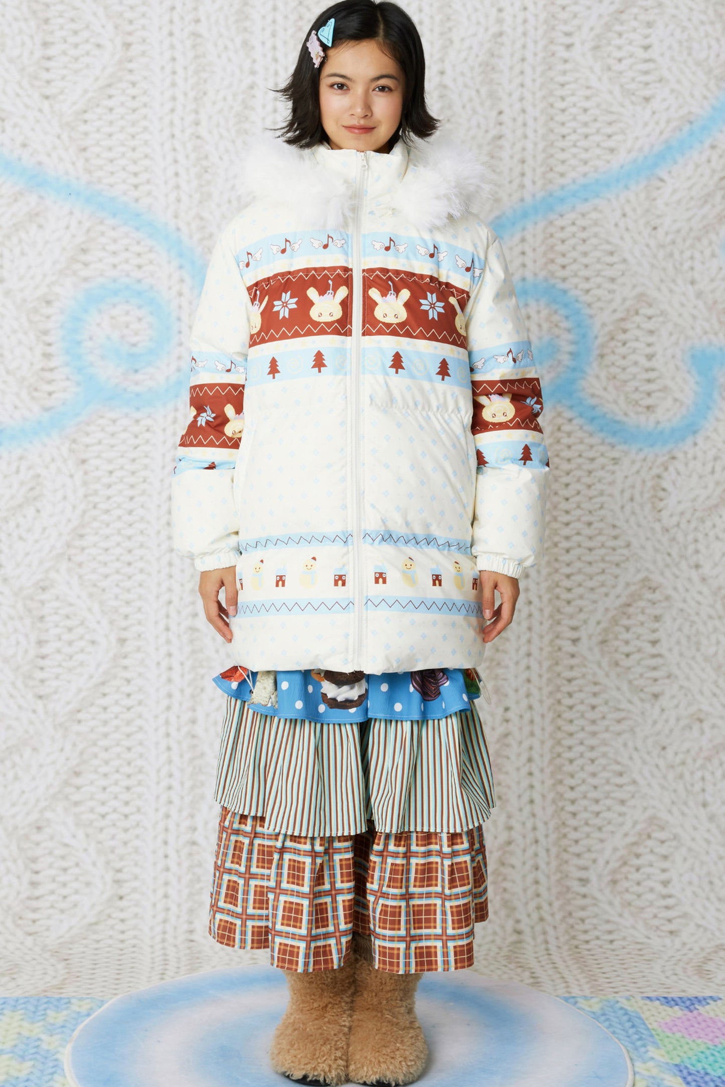 Fair Isle Hooded Down Jacket
