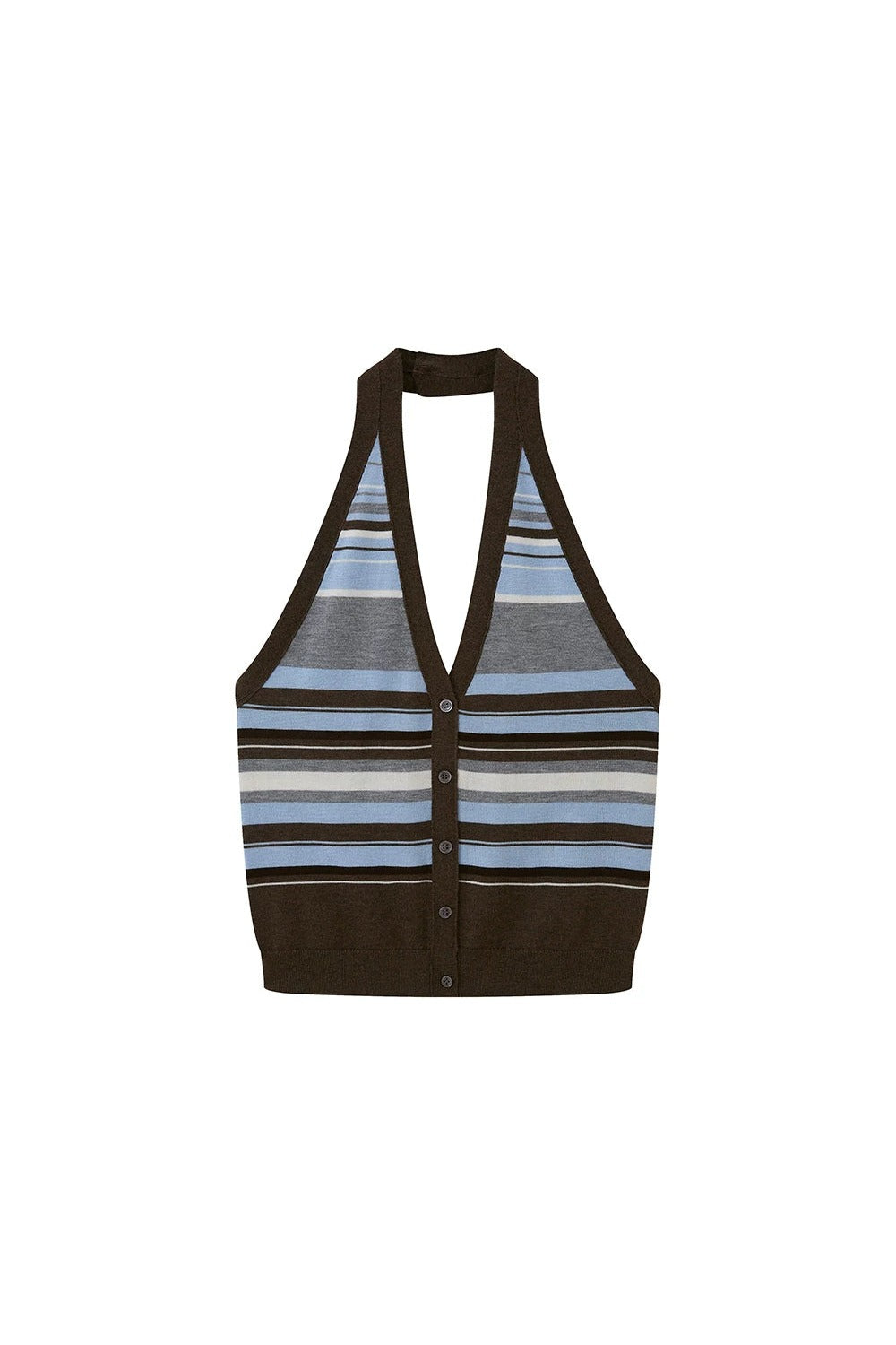 V-Neck Button Halter Vest