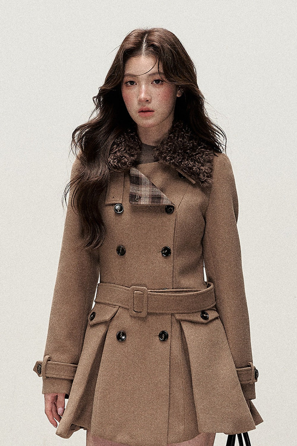 Brown Double-Breasted Wool Coat