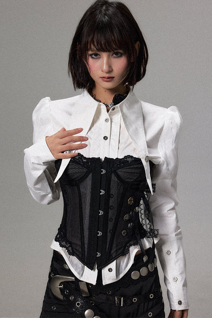 Dark Court Style Mesh Corset Top