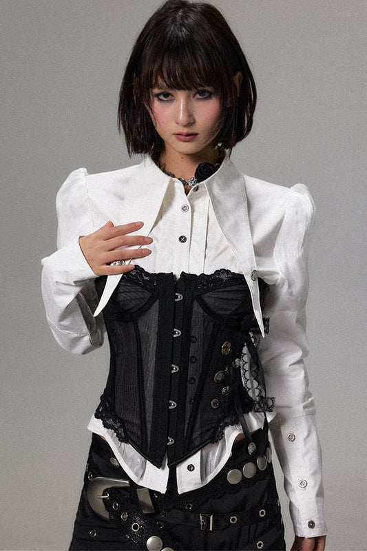 Dark Court Style Mesh Corset Top