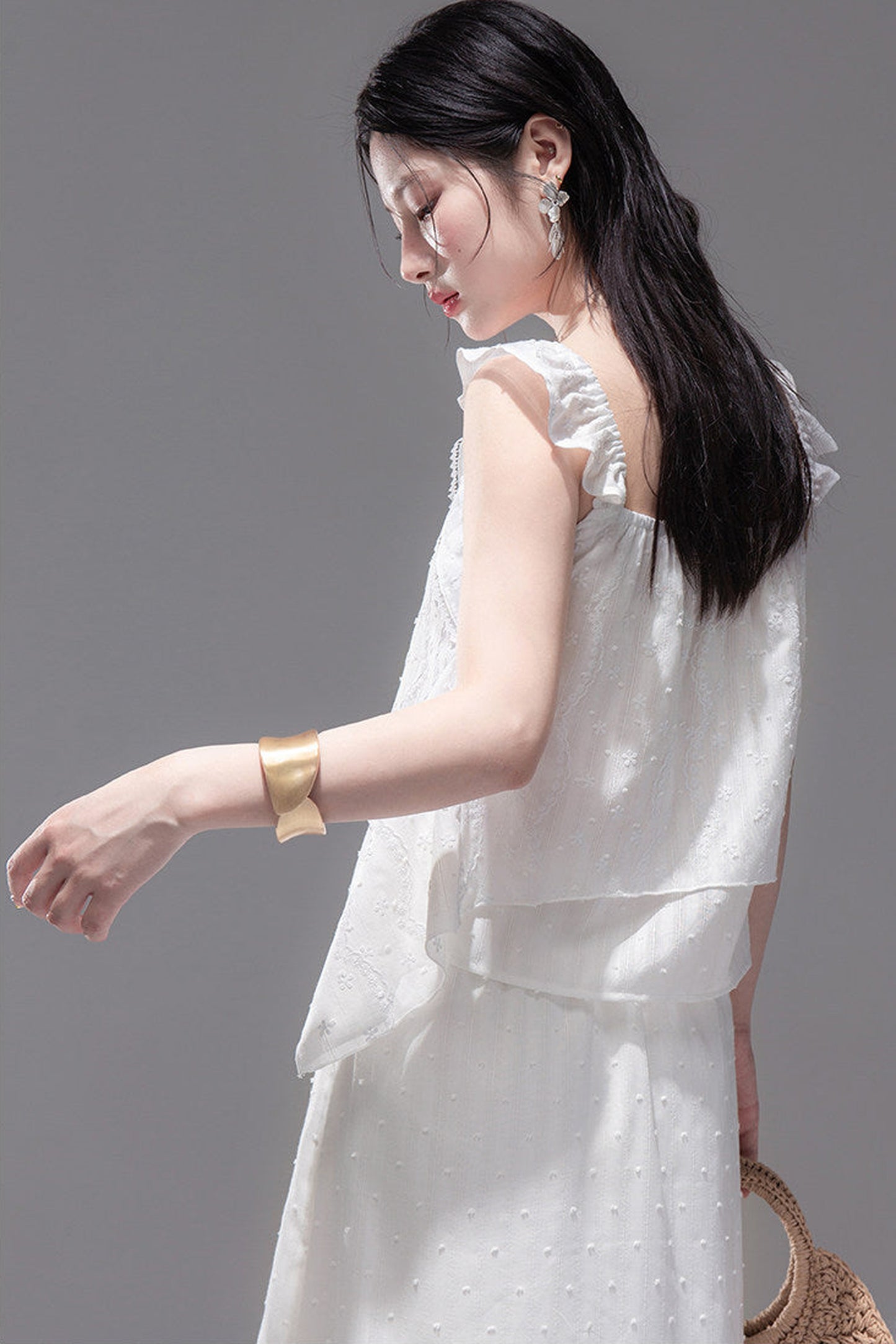 Daytime Clouds Ruffle Mermaid Skirt Set-Up