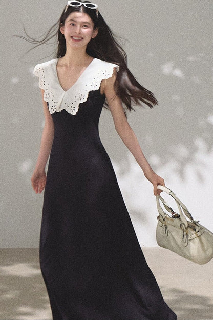 Robe en coton sans manches dos nu à ombre d’arbre