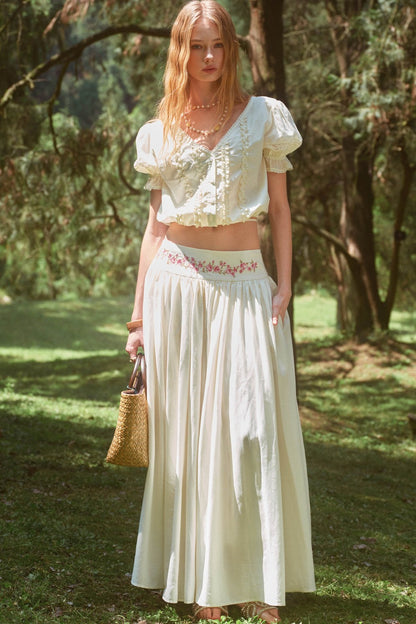 Rose Holiday Ramie Puff Sleeve Set-Up