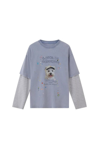 Rhinestone Cotton Long Sleeve Top