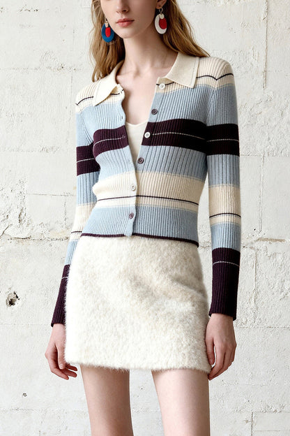 Color-Block Cardigan and Skirt Set-Up