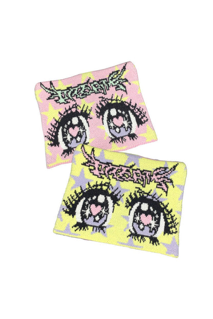 Comic Eye Knitted Long Scarf Set-Up