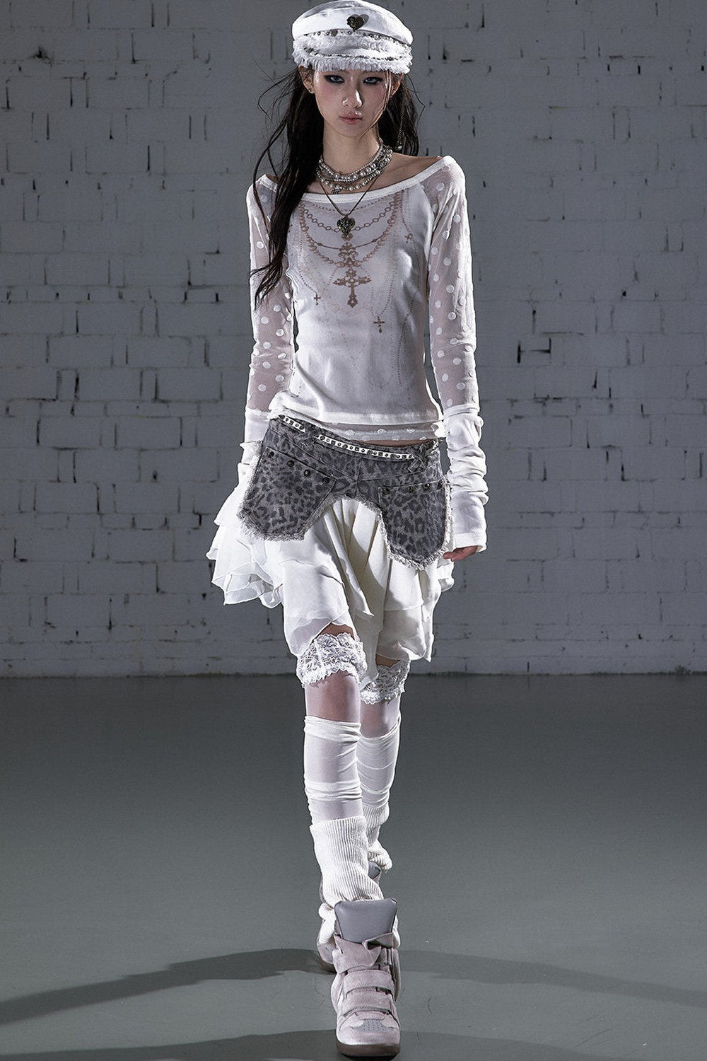 Baroque Flocked Wing Embroidered Blouse