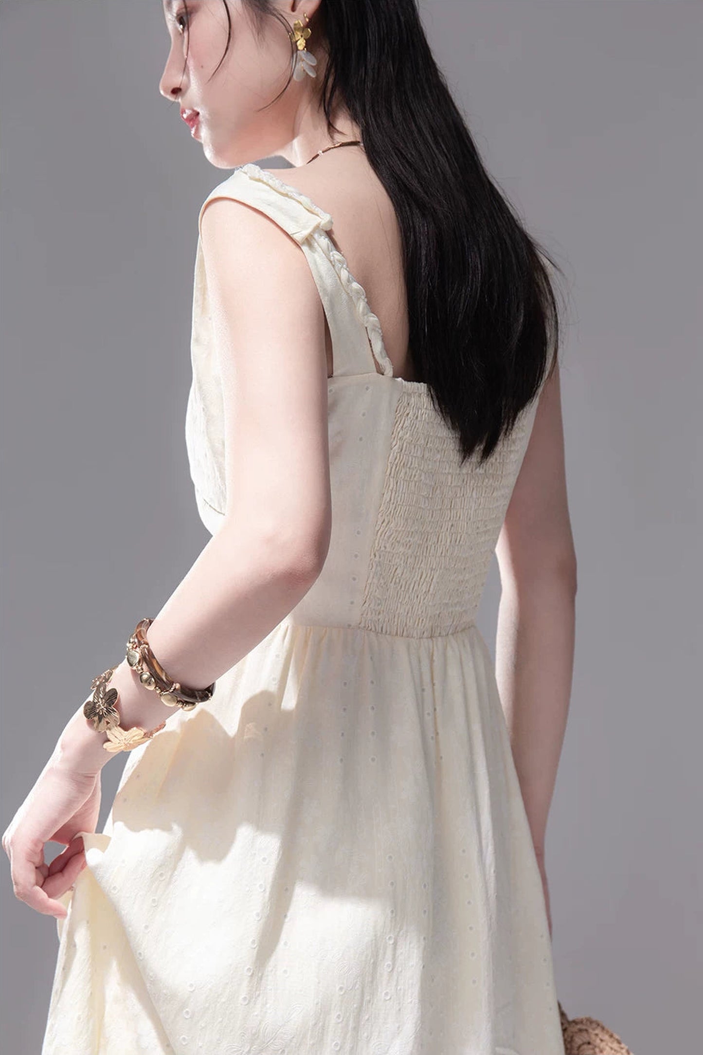 Sunlit Apricot Textured Tank Dress