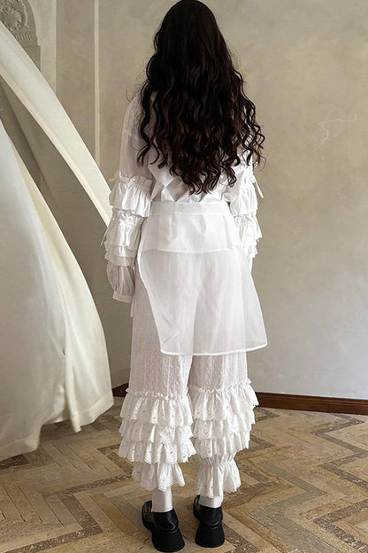 Transparent Doll Print Bowknot Apron Skirt