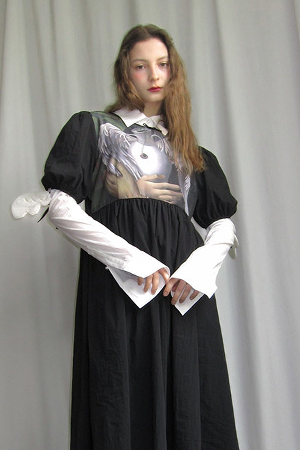 Tempera Oil Painting Print Short-Sleeved Dress