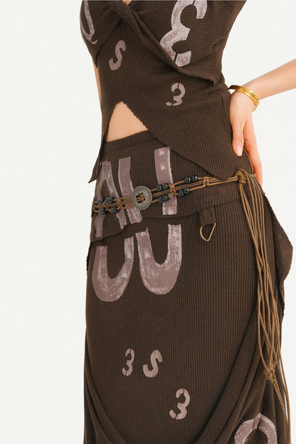 90s Cutout Knit Vest and Skirt Set-Up