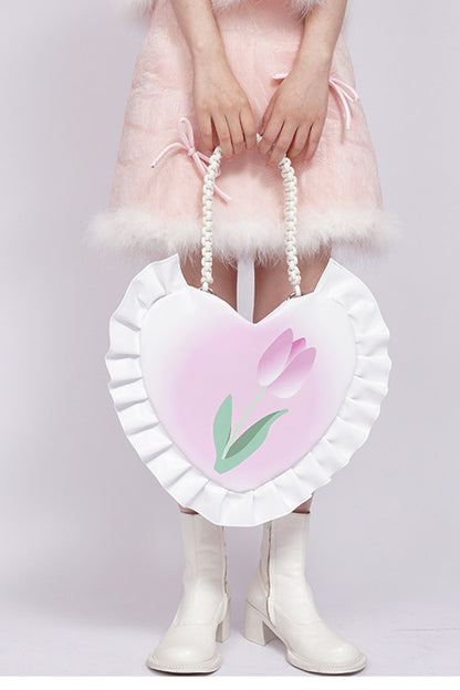 Tulip Heart Woven Crossbody Bag