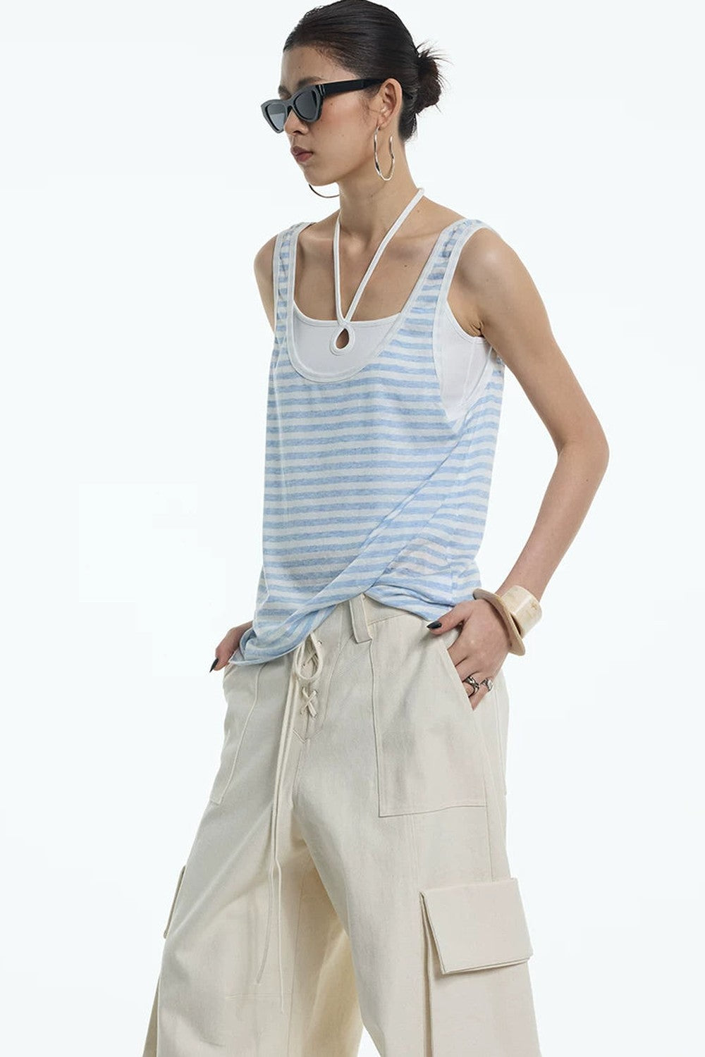 Nautical Striped Lyocell Tank Top