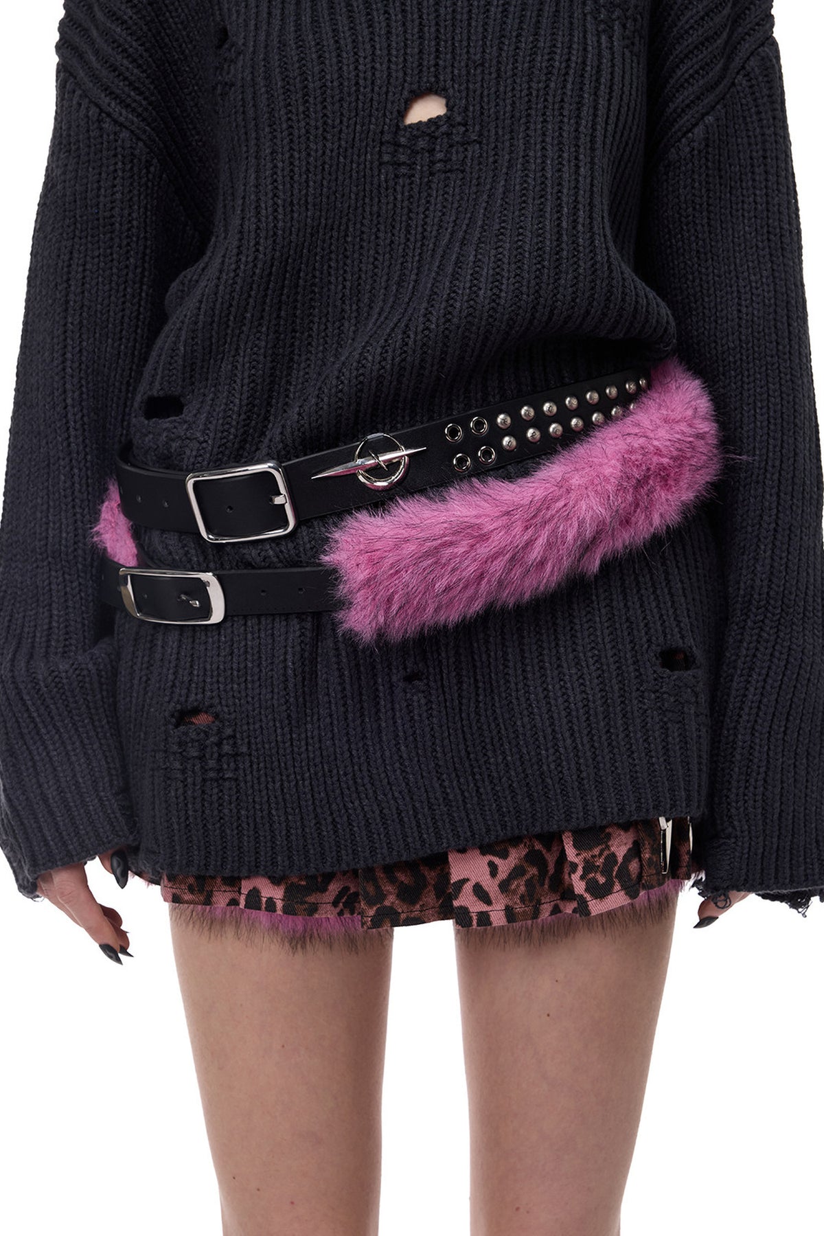 Tassel Turtleneck Ripped Oversized Sweater