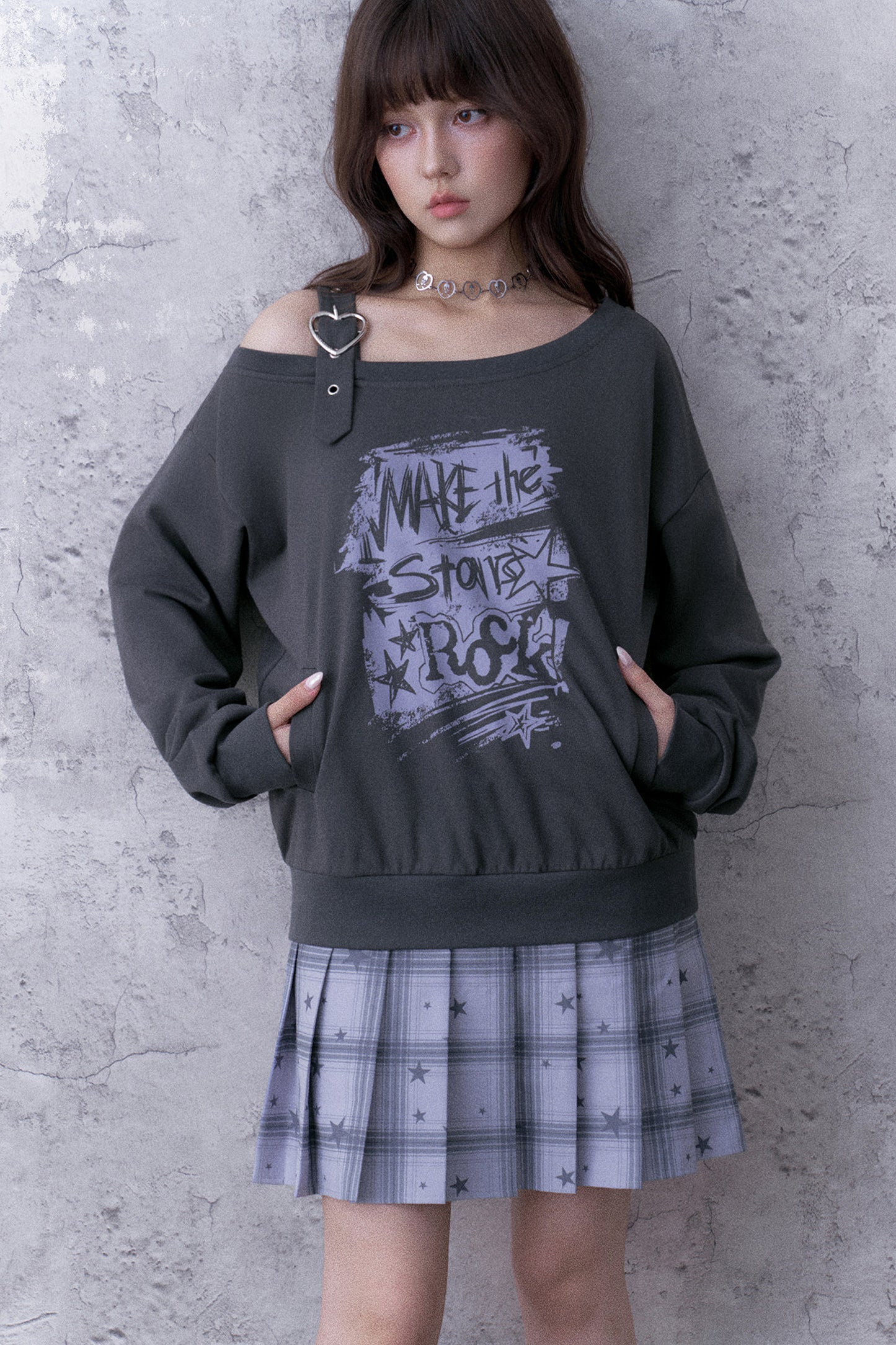 Graffiti Off-Shoulder Hoodie Dress