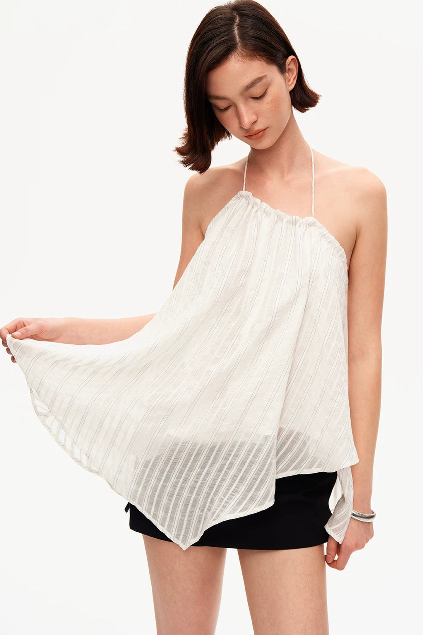 Textured Ruched Cotton Camisole