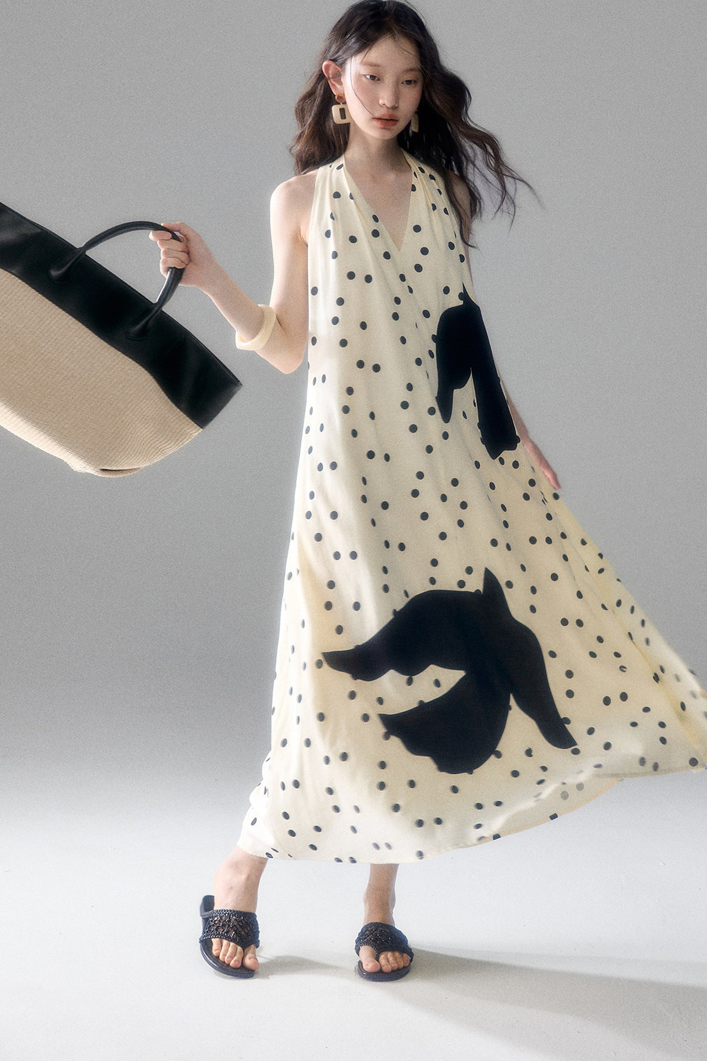 Polka Dot Bird Halter Dress