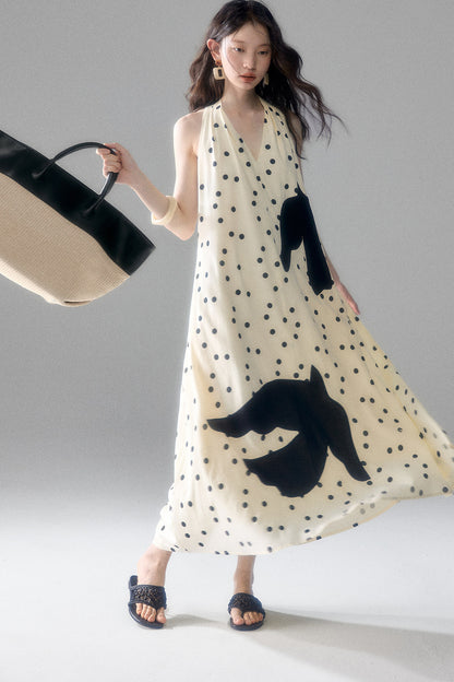 Polka Dot Bird Halter Dress