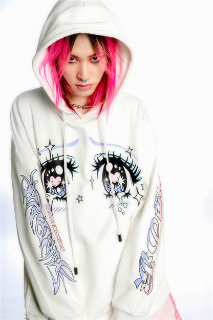 Anime Eye Print Loose Jacket