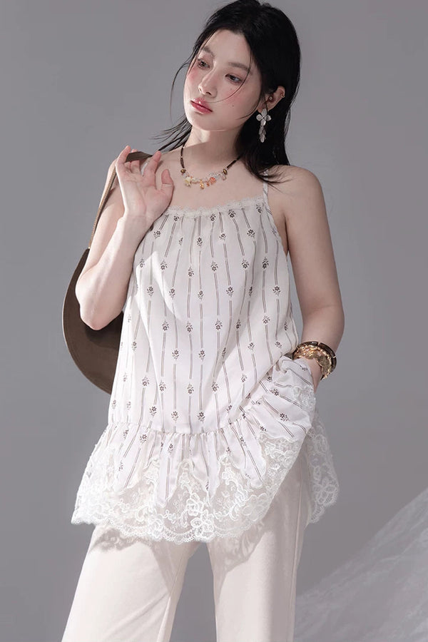 Vanilla Apricot Embroidered Camisole Set-Up