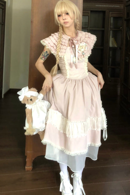 Pink Lace Embroidered Dress Set-Up