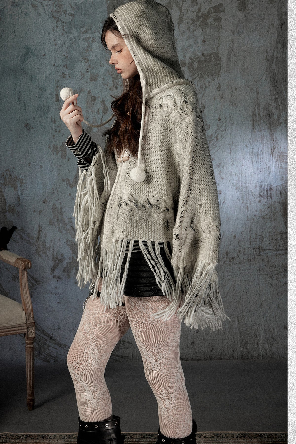 Knitted Hooded Cape