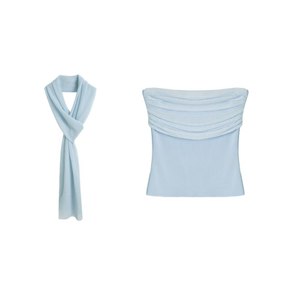 Misty Light Pleated Tulle Blouse Set