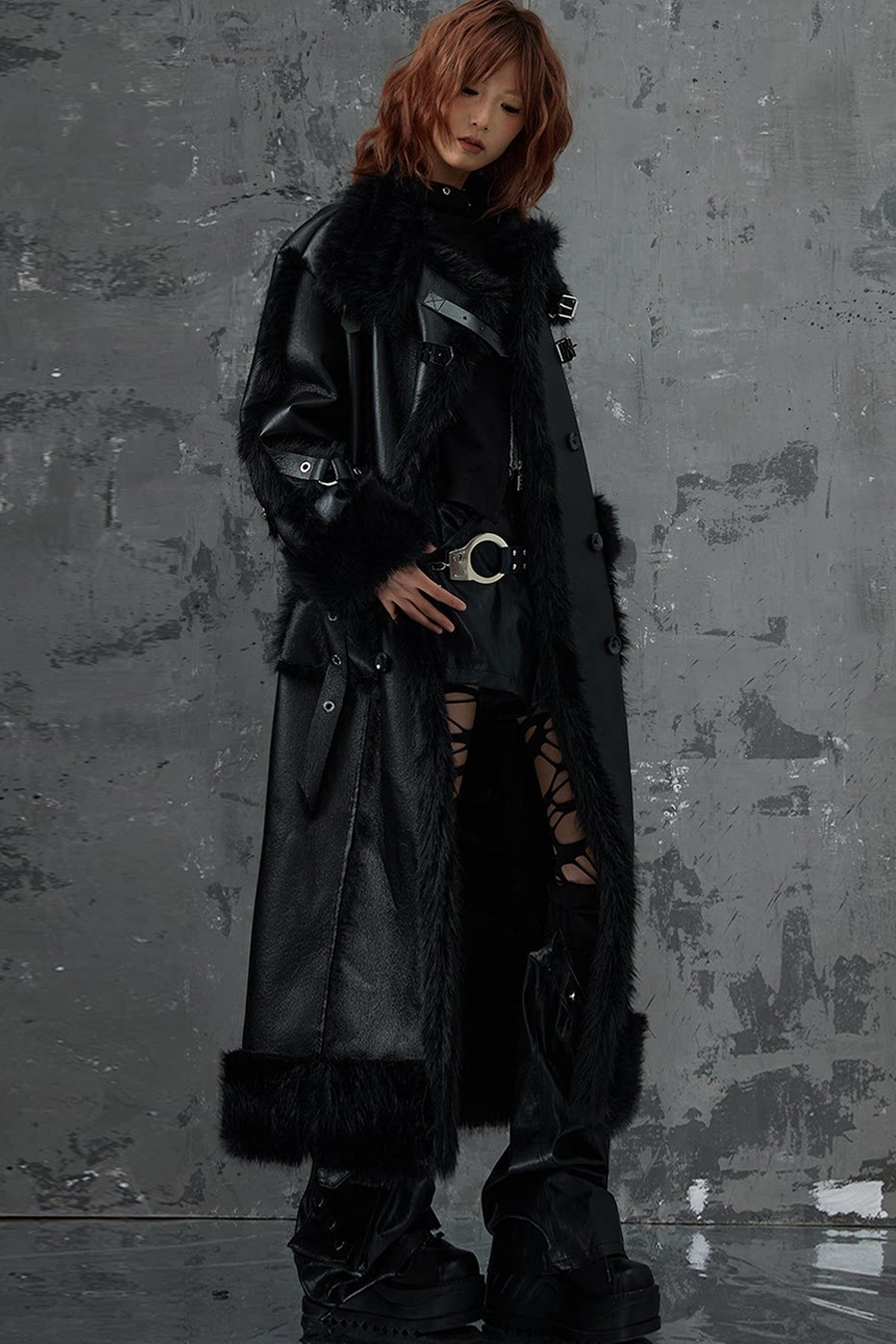 Dark Punk Heavy Industry Faux Fur Coat