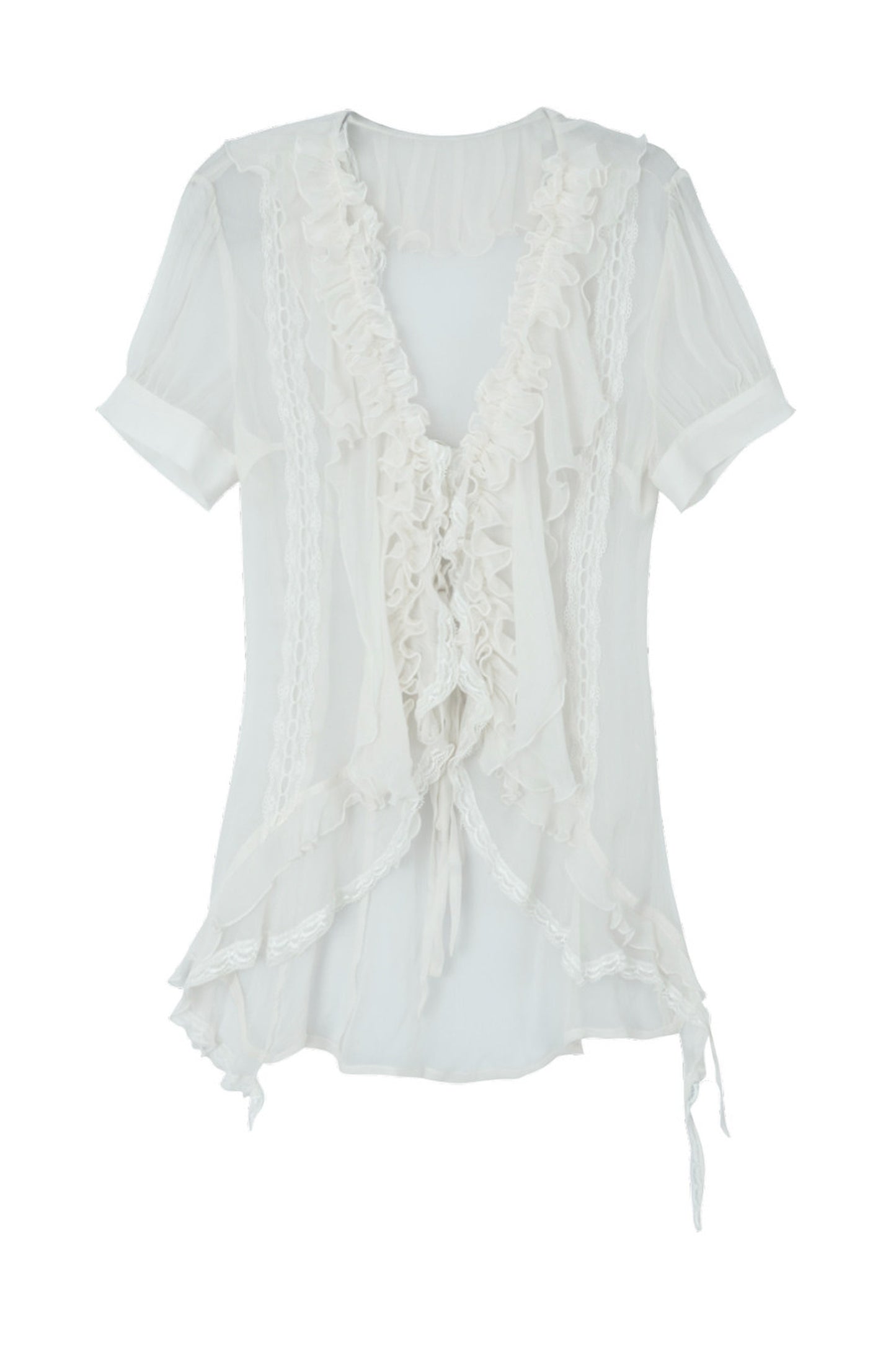 Textured Gauze Ruffled Blouse