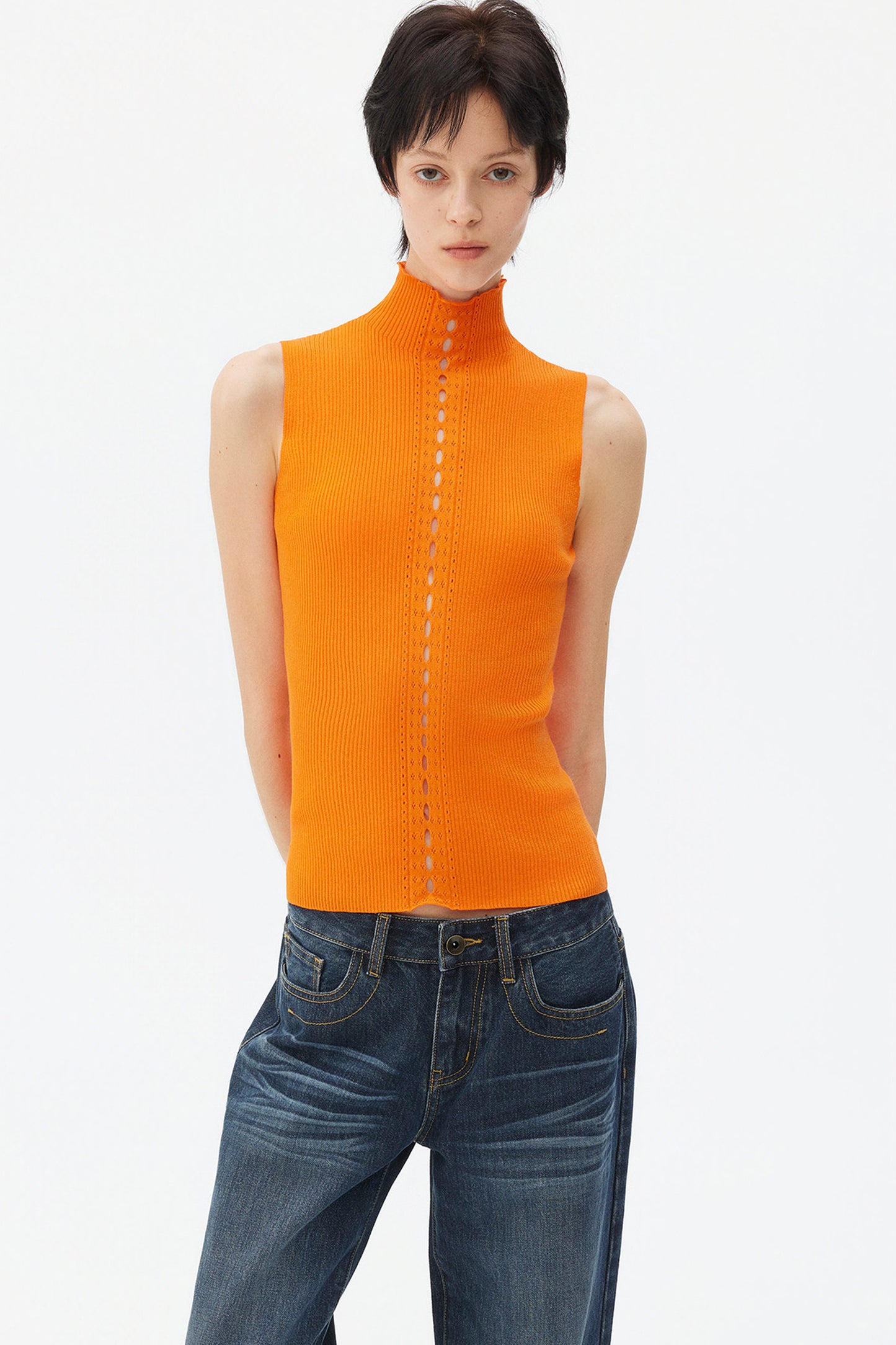 Gilet in maglia a coste in lyocell