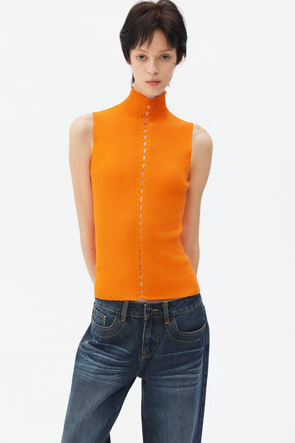 Gilet in maglia a coste in lyocell