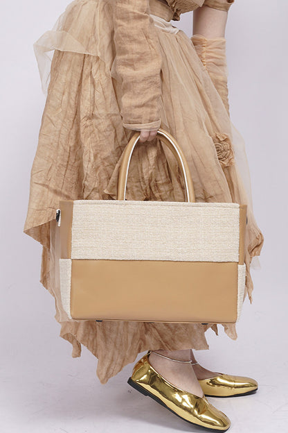 Y2K Leather Contrast Tote Bag
