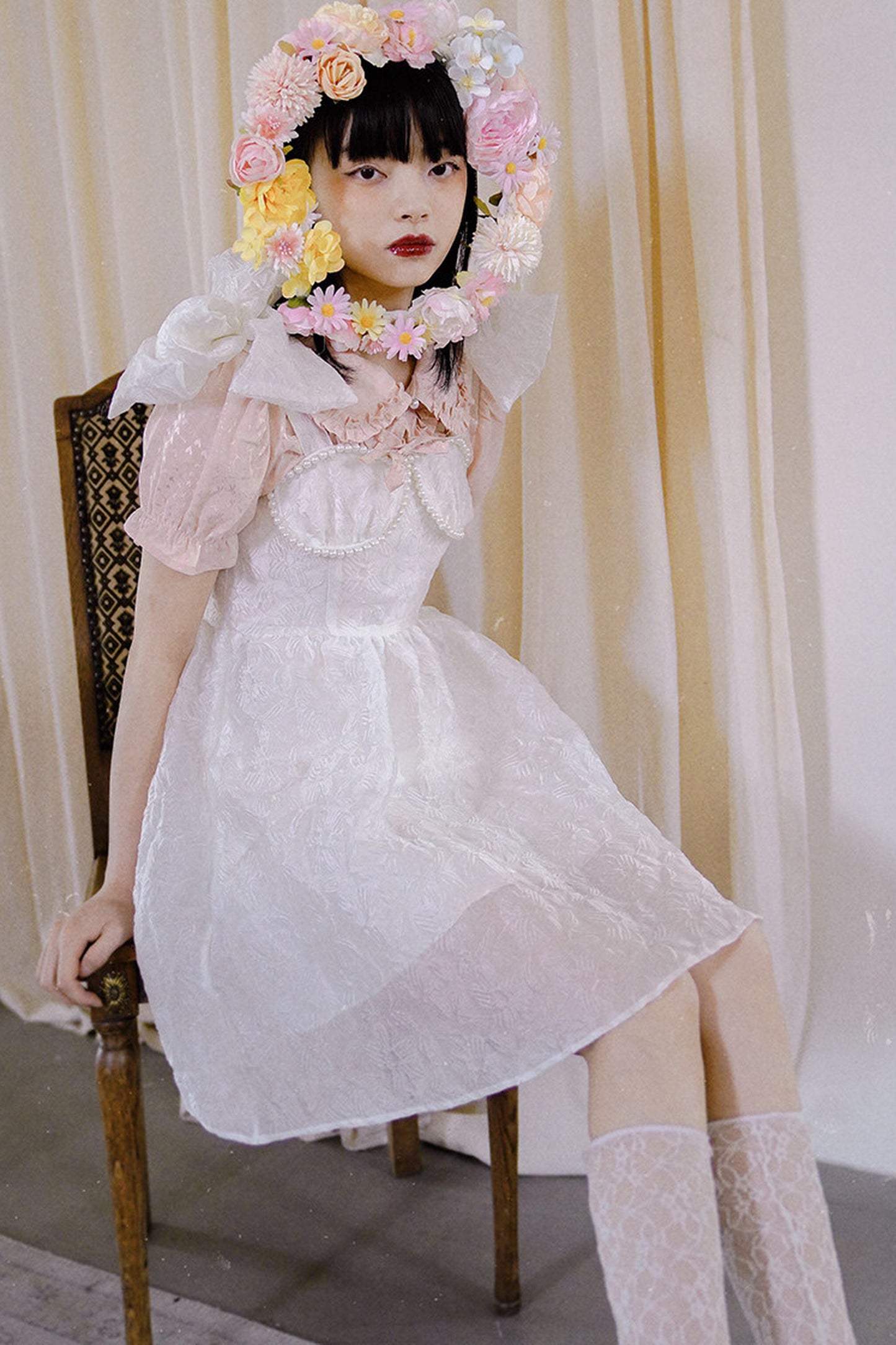 Heart Jacquard Bow Cardigan Shirt