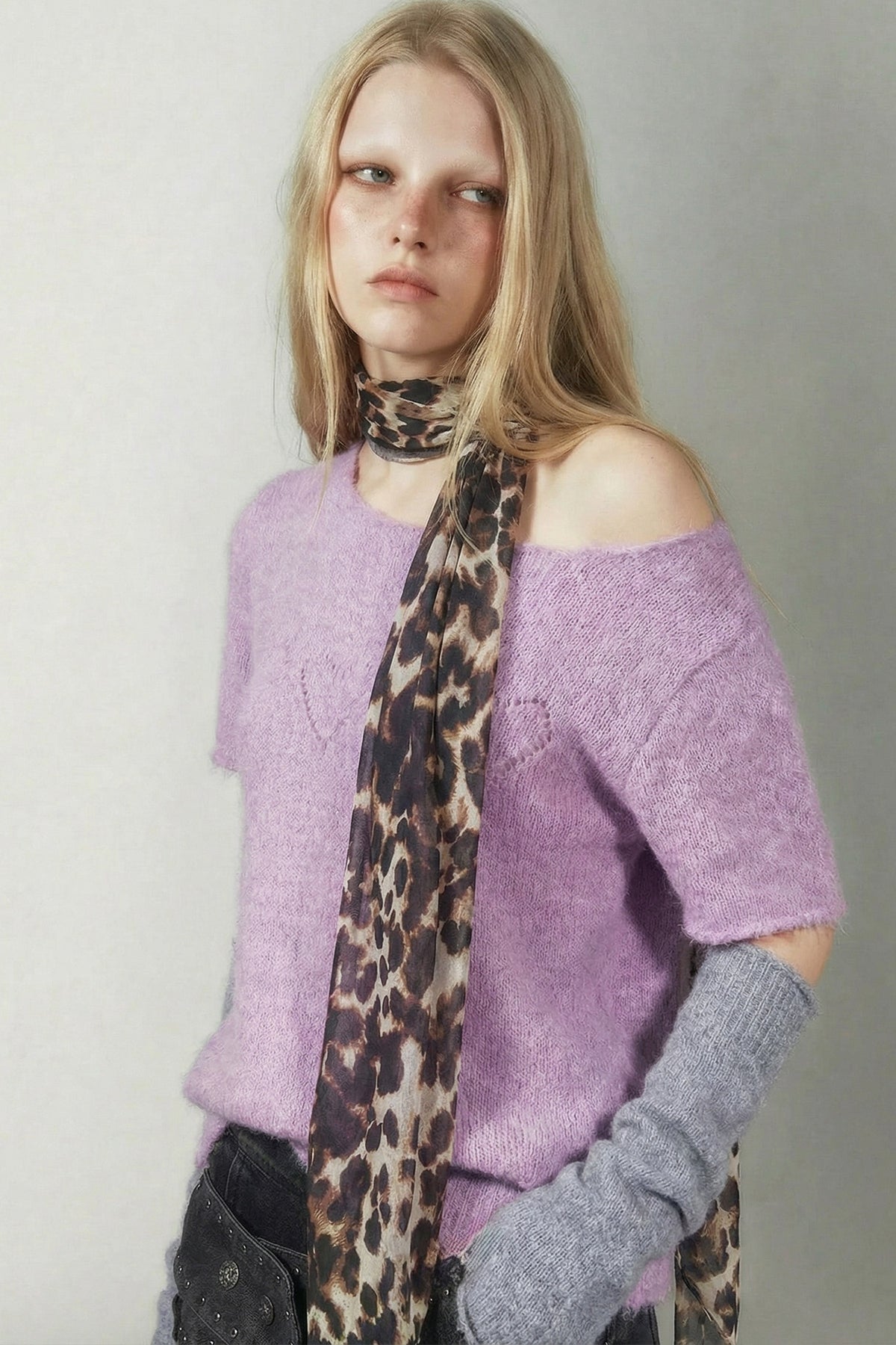 Purple Punk Rock Distressed Knit Sweater