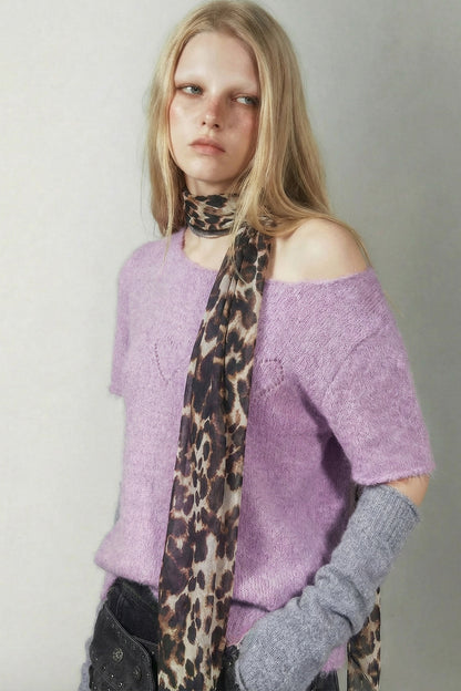 Purple Punk Rock Distressed Knit Sweater