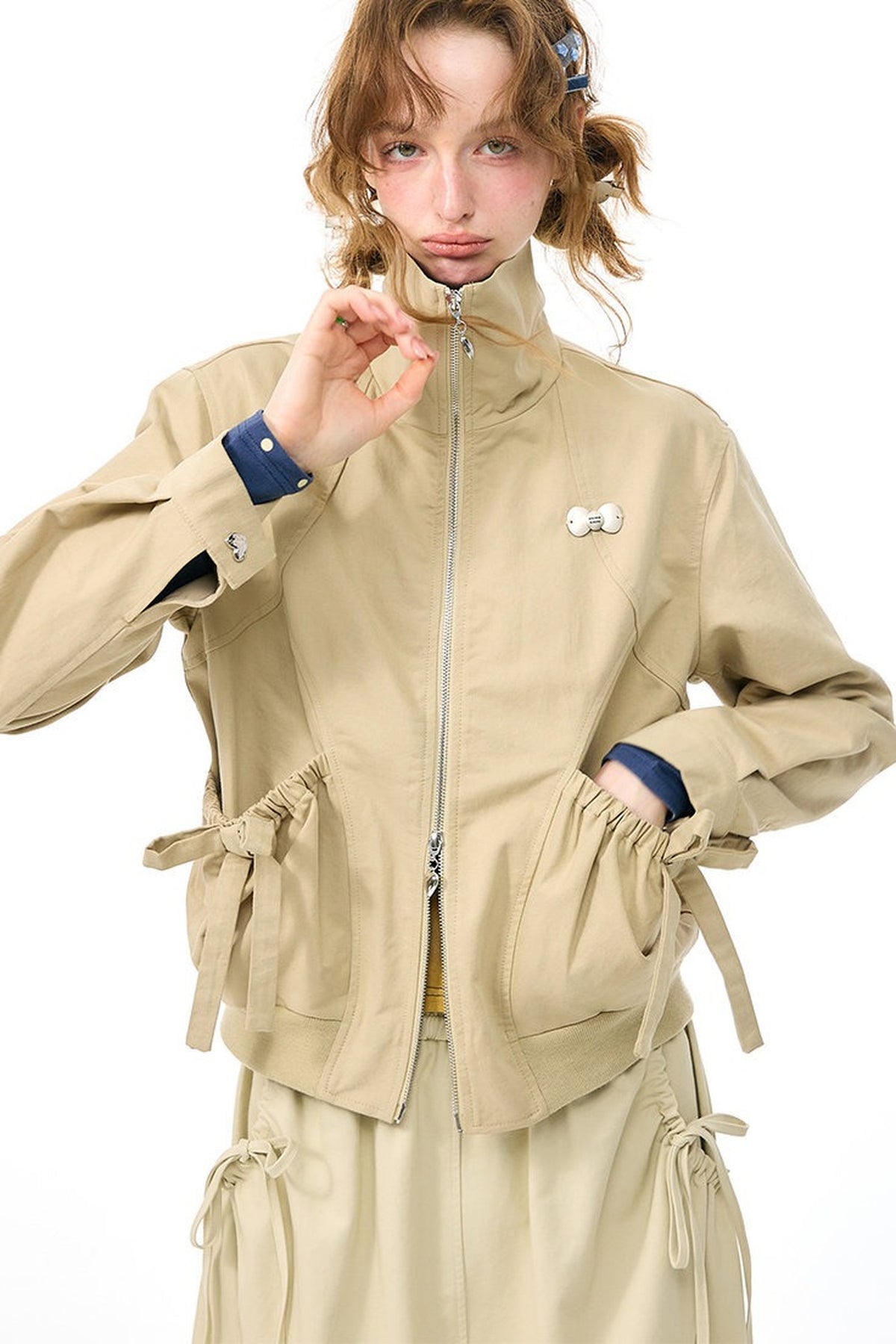 Khaki Lapel Work Jacket