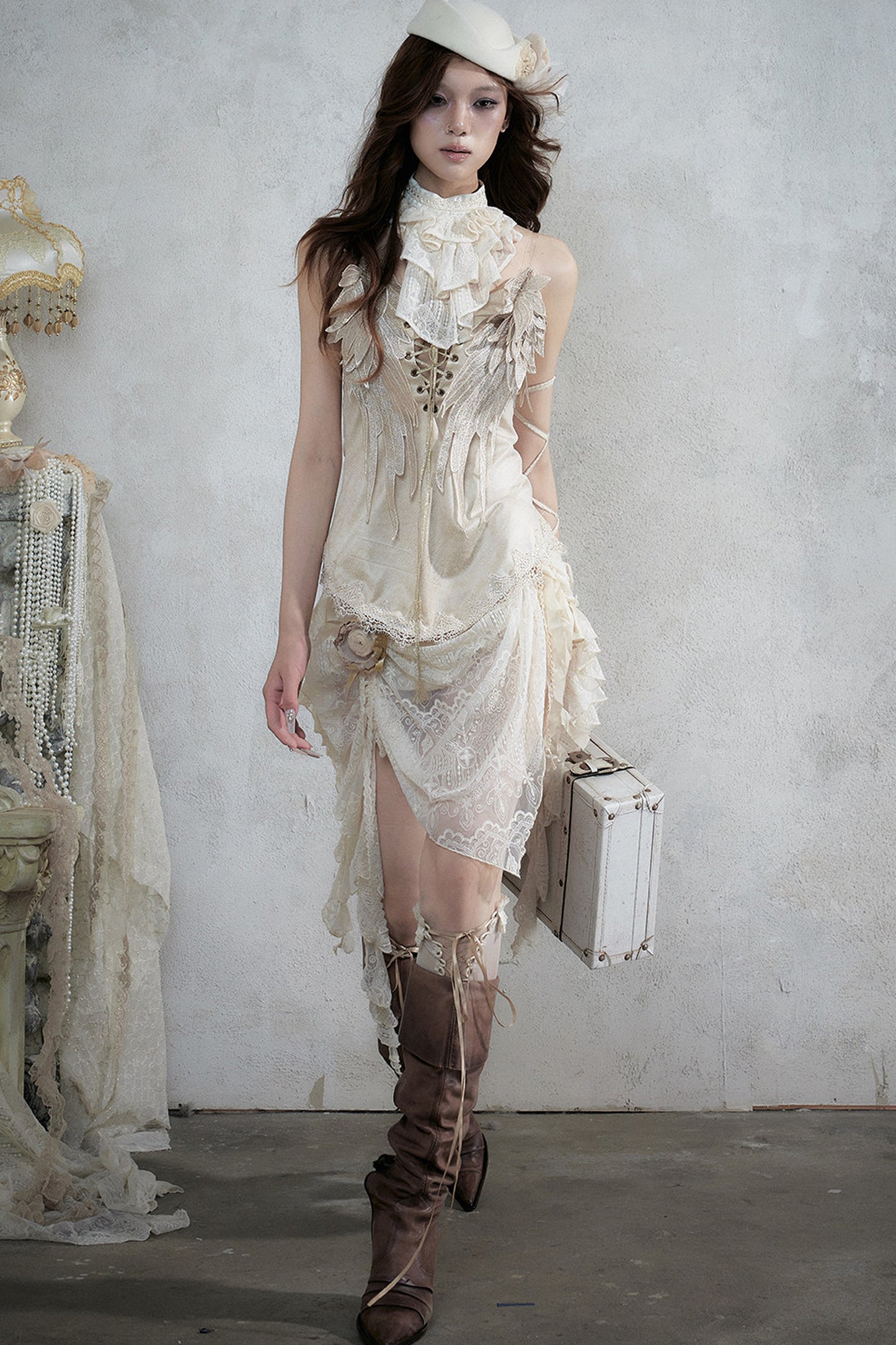 Retro Suede Embroidered Bustier Vest